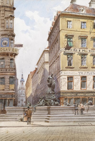 Wien, Der Donnerbrunnen am Neuen Markt von Carl Wenzel Zajicek